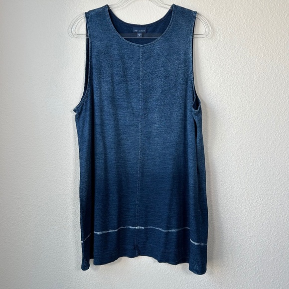 J. Jill indigo tunic tank size XL navy ombré split back 100% cotton - Picture 1 of 11